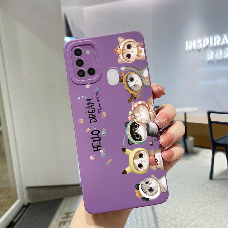 Чехол для Samsung Galaxy A21s Фиолетовый Лавандовый Цветок Защита Камеры Мягкий Чехол для Телефона Для Samsung A21s 6.5" SM-A217F A 21 s Чехол