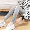 Floral Lace Panel Skinny Leggings, Casual Every Day Stretchy Leggings, Women's Clothing