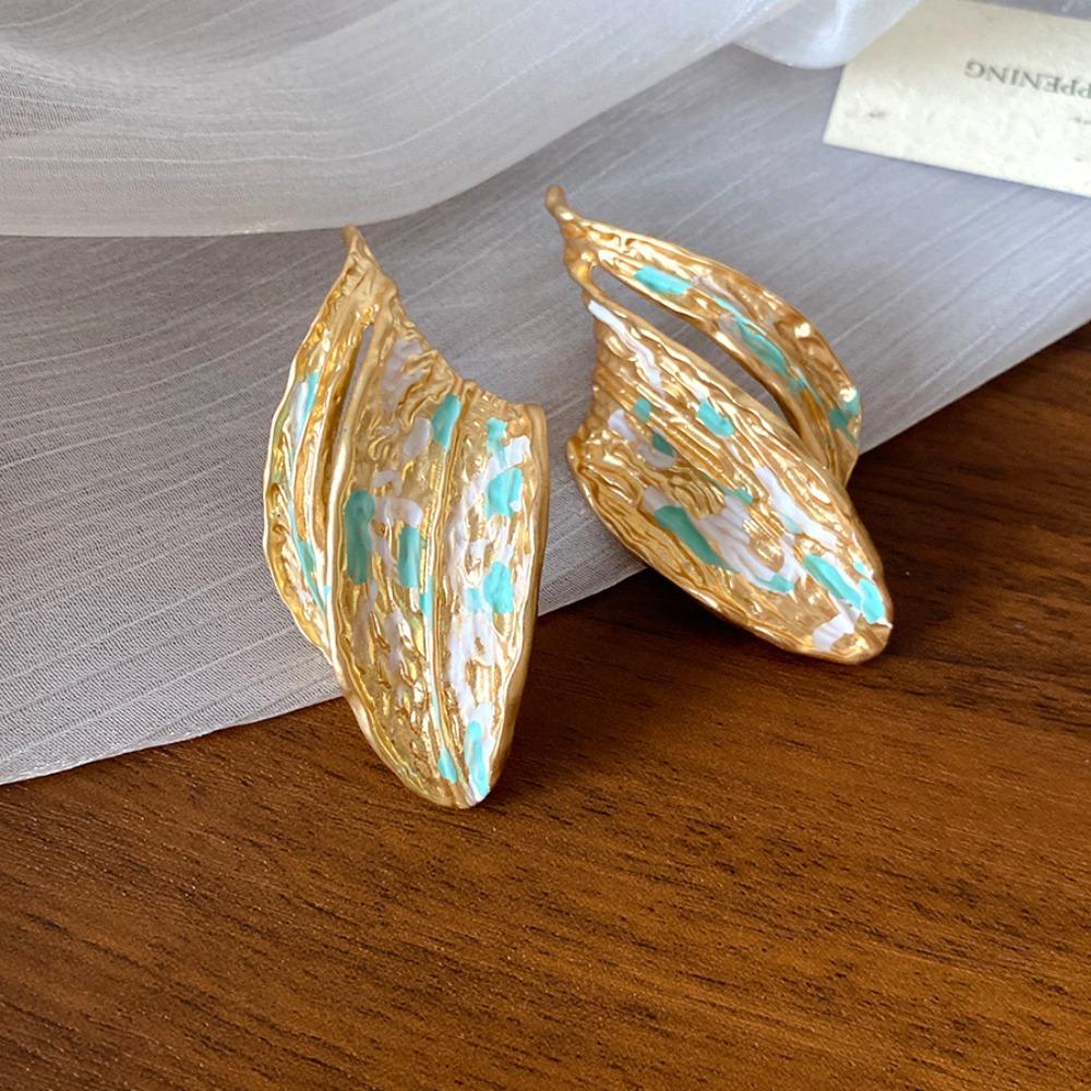 Exquisite Oil Drop Flower Ear Studs Baroque Korean Style Earrings Enamel Flower Earrings Girls