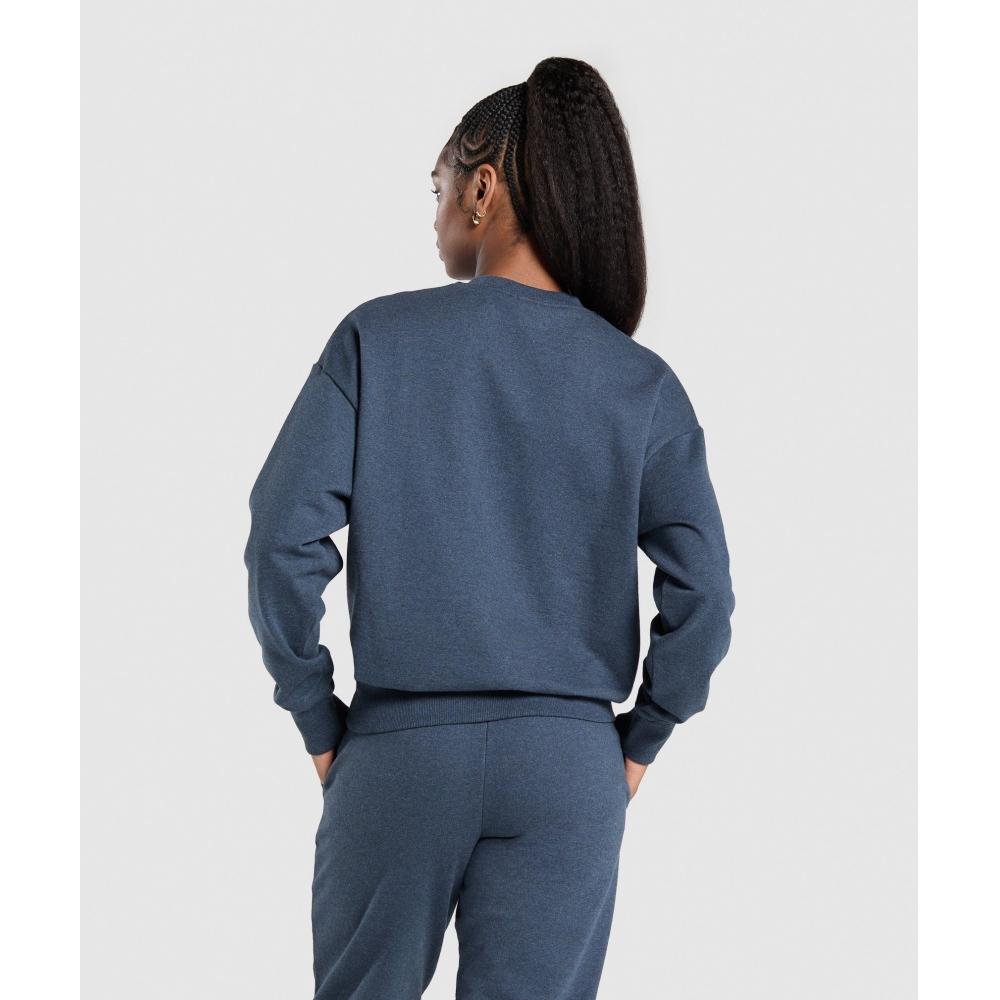 Gymshark Rest Day Sweats Oversized Crew Bros Indigo Blue Marl B8a7a Uc0d