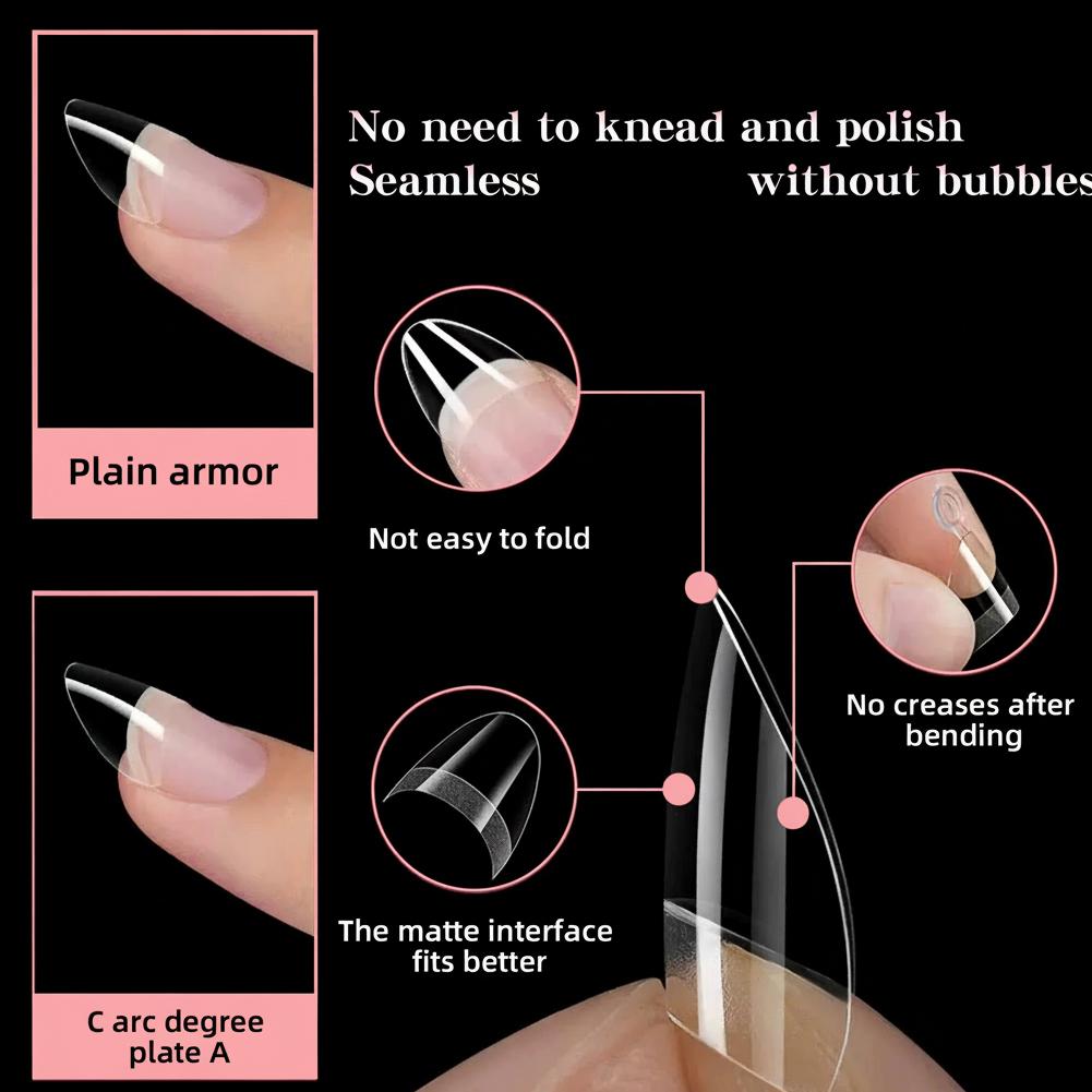 120pcs Half Cover Almond Fake Nails Half Matte Pre Buff Acrylic Nails Extra Short Almond Shape Gel Nail Nail Forms Salon