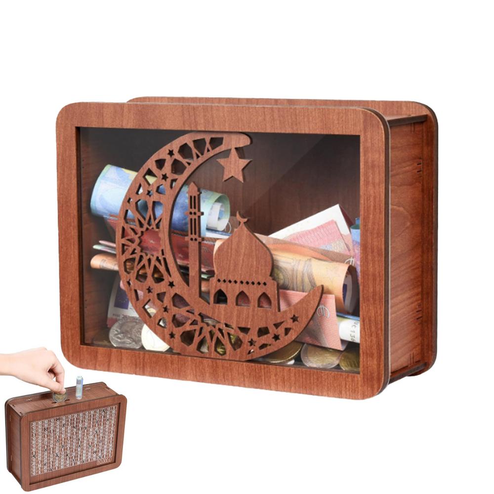 Деревянная копилка для денег, копилка для сбережений, коробка для денег для взрослых, ретро, многоразовая деревянная копилка, вызов на сбережения 10 000, деревянная банка для денег
