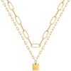 Retro Double Layer Hip Hop Square Chain Short Necklace Punk Gothic Punk Jewelry for Women Men