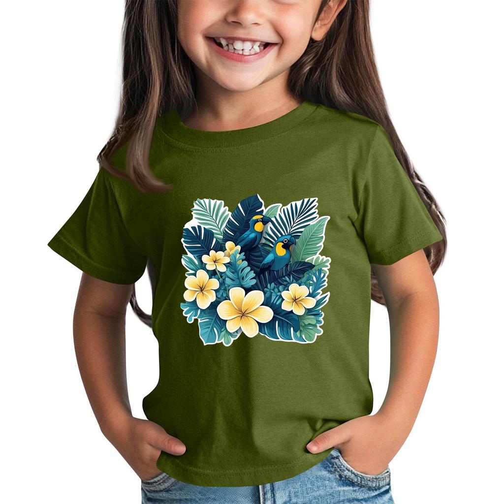 Детская модная повседневная футболка с круглым вырезом и короткими рукавами