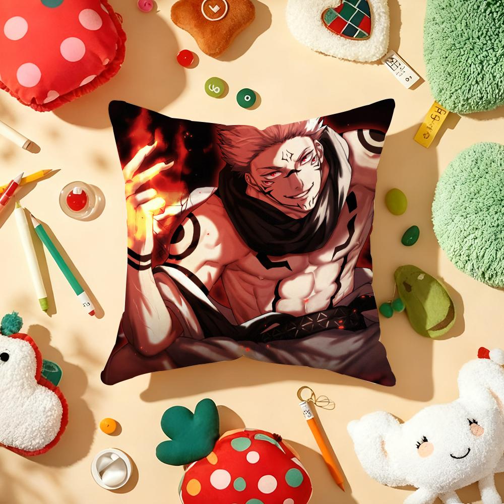 JJujutsu Kaisen Ryomen SukunaS Cushion Cover Plush Fabric Soft DoubleSided Printed Sofa Warm Winter Home Gift Pillow Cover