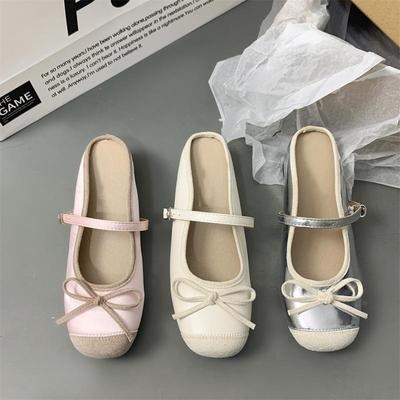 Тапочки-полушапки с бантом и внутренним увеличением, женская верхняя одежда весна-лето 2025, новые туфли с атласной лицевой стороной