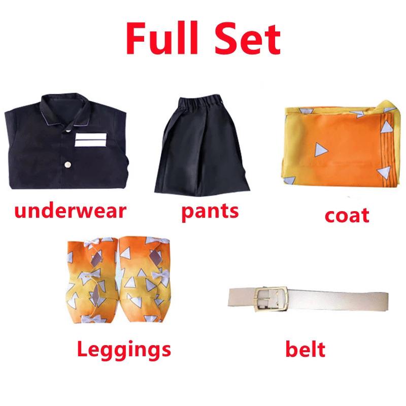 Аниме Demon Slayer Kimetsu No Yaiba Agatsuma Zenitsu Косплей Костюм Женское кимоно Униформа Хэллоуин Рождественская вечеринка Одежда