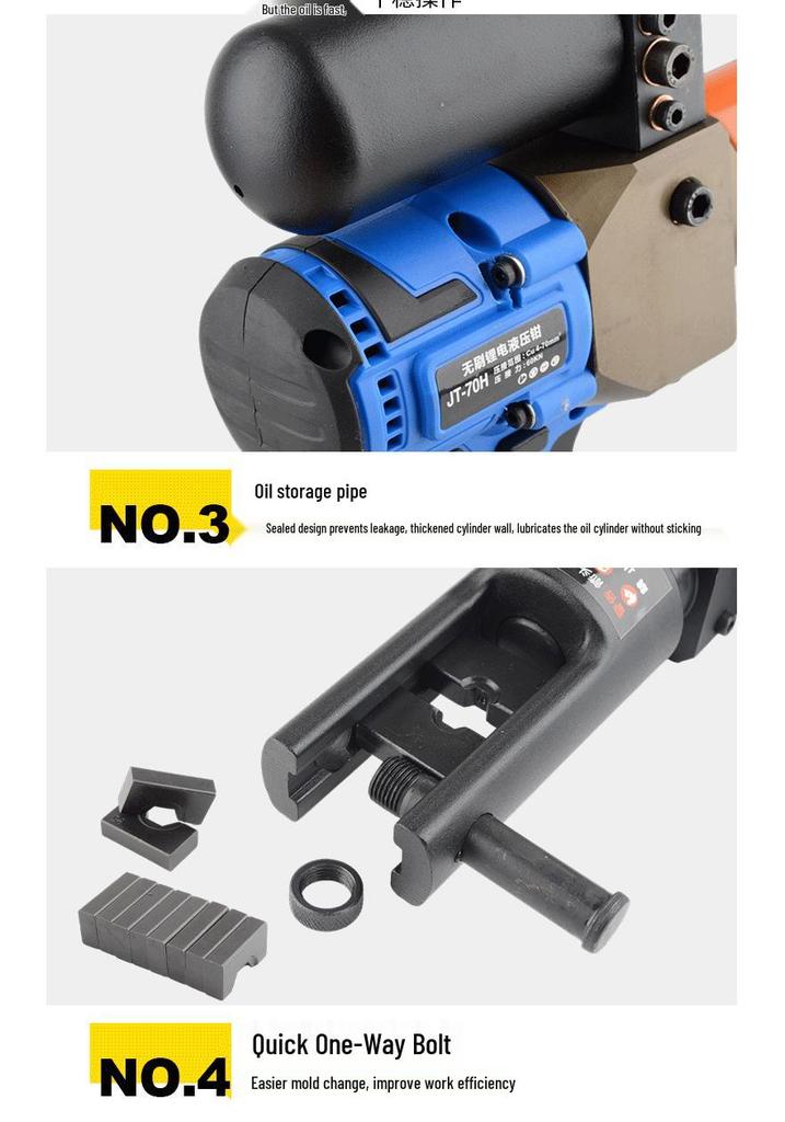 Portable Lithium Battery Electric Hydraulic Crimper for Copper/Aluminum Terminals, 10-400 Crimping Tool.