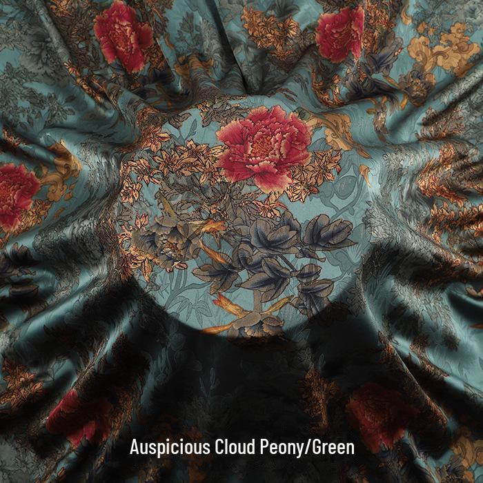 Luxurious Printed Imitation Silk Xiangyun Yarn Cheongsam Dress Fabric, Soft Chinese Tang Suit Fabric