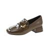 Fashion Retro Shoes Women 2024 Autumn New Fashion Style Square Head Low Heel High Grade Women's Shoes Genuine Leather Pumps Med 3cm-5cm)