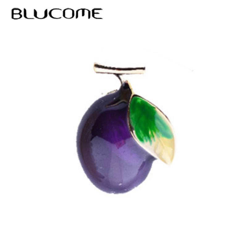 Blucome Cute Blueberry Copper Brooches for Women Men Suit Coat Hijiab Pins