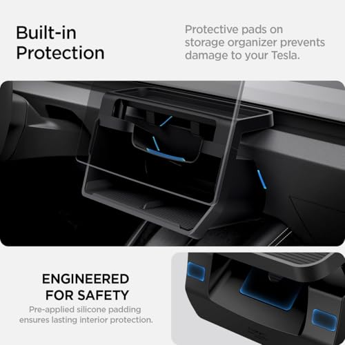 Spigen Tesla Model Y Juniper (2025) и Tesla Model 3 Highland (2025/2024) Органайзер для хранения под экраном, TO227H ACP08373 (черный)