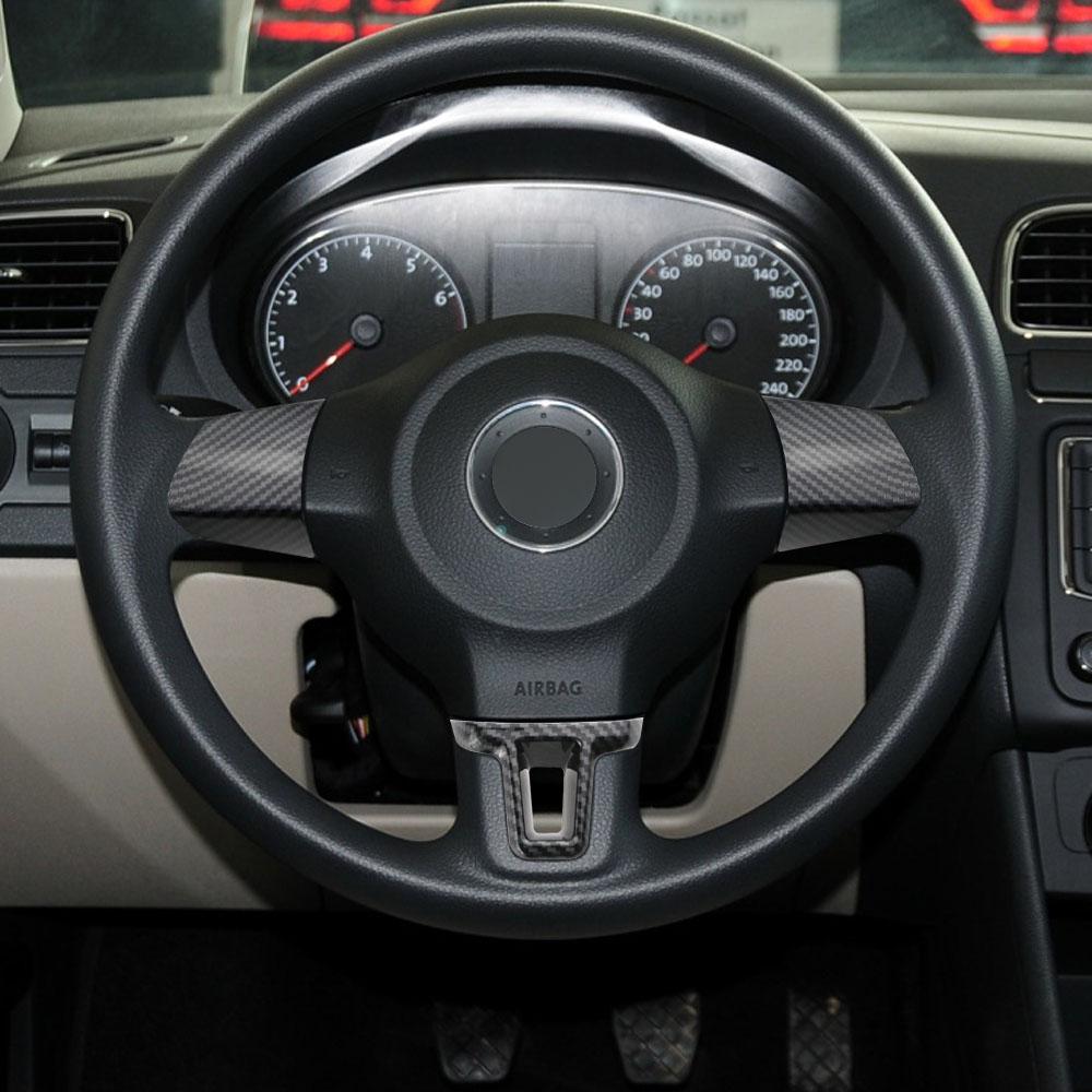 ABS Накладка на руль из углеволокна Защитная накладка для Volkswagen VW Polo 11-14 Golf 6 2009 - 13 Jetta Touran Bora Caddy Eos