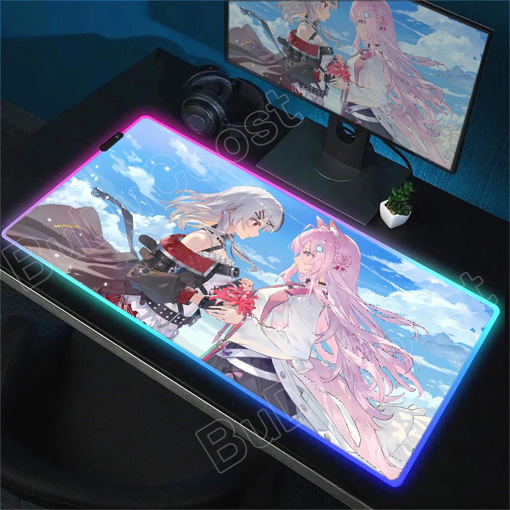 RGB Anime Cute Hakui Koyori Mousepad Non-slip Rubber Gaming Hololive Mouse Pad Keyboard Mat Computer PC Laptop Pad Game Desk Mat