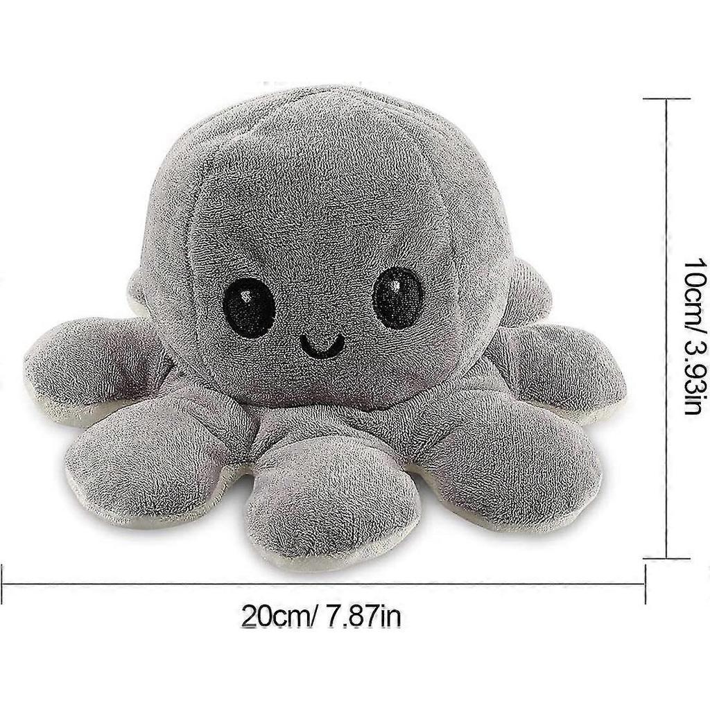 Reversible Octopus Plush Toys Black And Gray 20cm, Show Your Mood Without Saying A Word-p