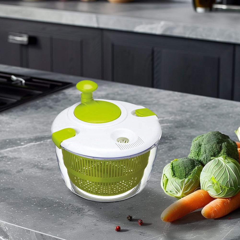 5 L Manual Lettuce Spinner BPA Free Fruit Washer Multi-Use with Secure Lid Lock & Rotary Handle & Bowl for Quick Veggie Prepping