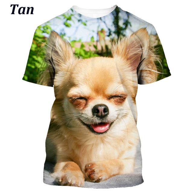Летняя мода 3d мужская и женская футболка с изображением собаки чихуахуа, милый топ с короткими рукавами