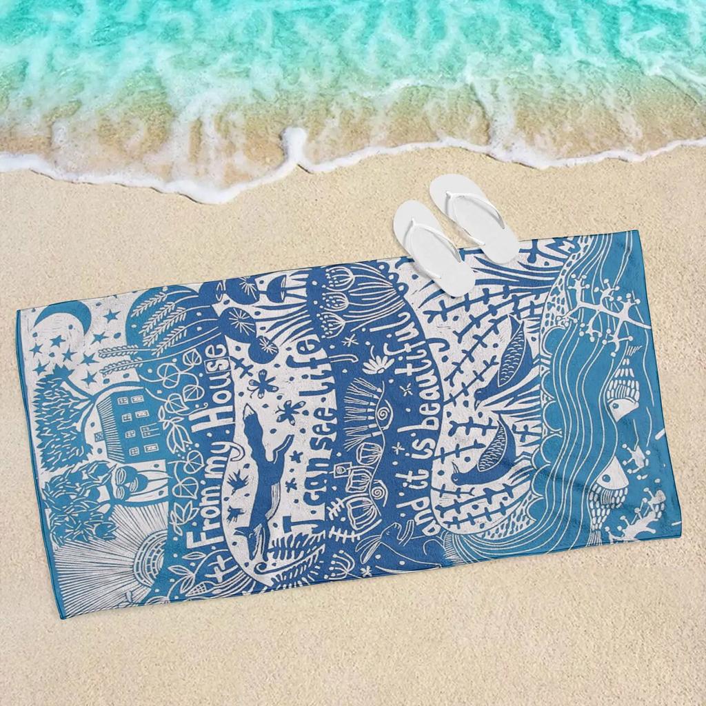 Luxury Designer Tropical Printed Extra Large Sand Free Eco-friendly Microfibre Quick-Dry Beach Towels Oversized Beach Blanket