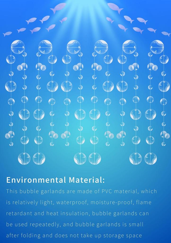 6 Белых гирлянд из пузырей, ПВХ украшения на день рождения русалки, 3D гирлянда с вырезами в виде пузырей для украшения вечеринки в стиле «Подводный мир», Детский день рождения
