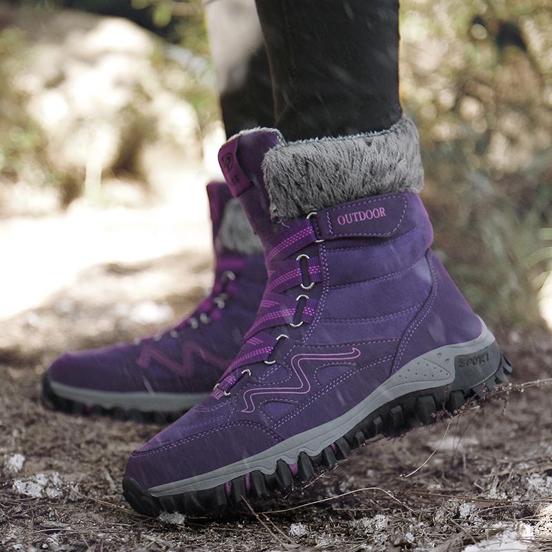 Сапоги унисекс, водонепроницаемые уличные зимние ботинки, теплые и бархатные женские зимние ботинки с высоким берцем