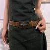 Retro Western Cowboy Belt Cow Head Buckle Waistband Trendy Embossed Belt  For Man Women