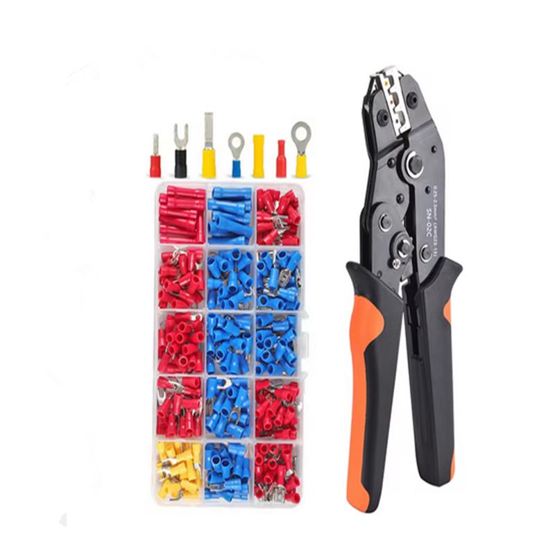 SN-02C Wire Crimping Tool Kit AWG 23-13 With 280PCS Insulated Wire Electrical Connectors Butt Ring Spade Cable Lugs Assortment