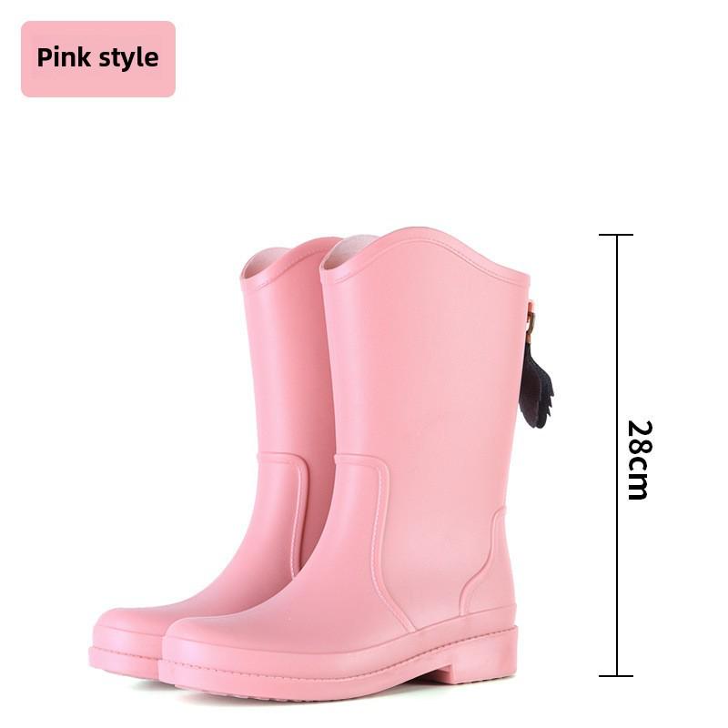 Women's 2025 Thick-Soled High-Top Plus Velvet Waterproof Rain Boots - Fashionable Non-Slip Outdoor Footwear