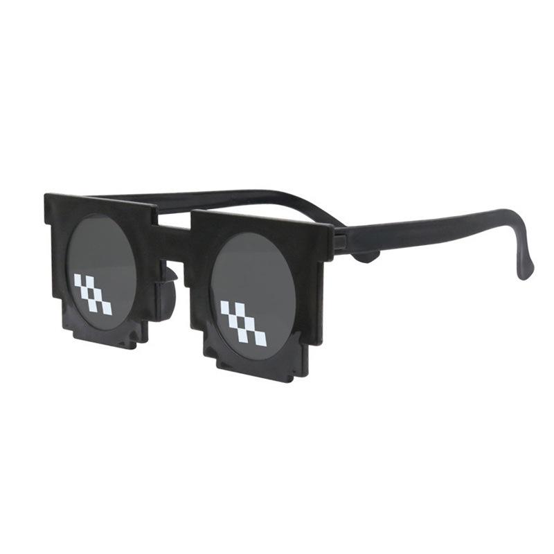 Пиксельные квадратные мозаичные солнцезащитные очки в стиле аниме - Модные прямоугольные оправы
