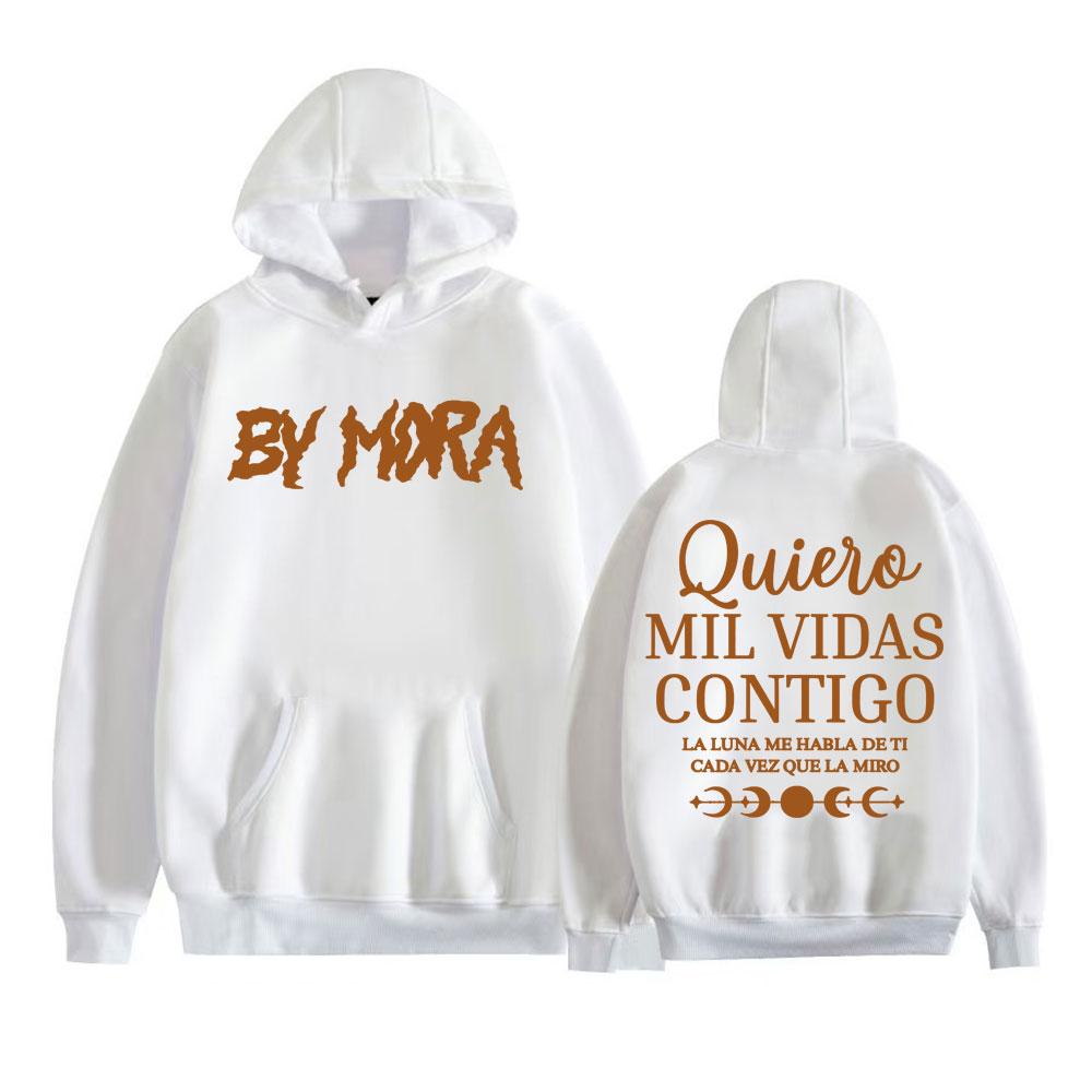 Худи с принтом рэпера Mora Quierc Mil Vidas Contigo Одежда в стиле Харадзюку Осень Зима Пуловеры Мужские Женские Высококачественные Хлопковые Толстовки