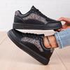 MCTIN White Shoes Women's PU Leather Sports Shoes Flats Black Sequined Sneakers Plus Size 35-42
