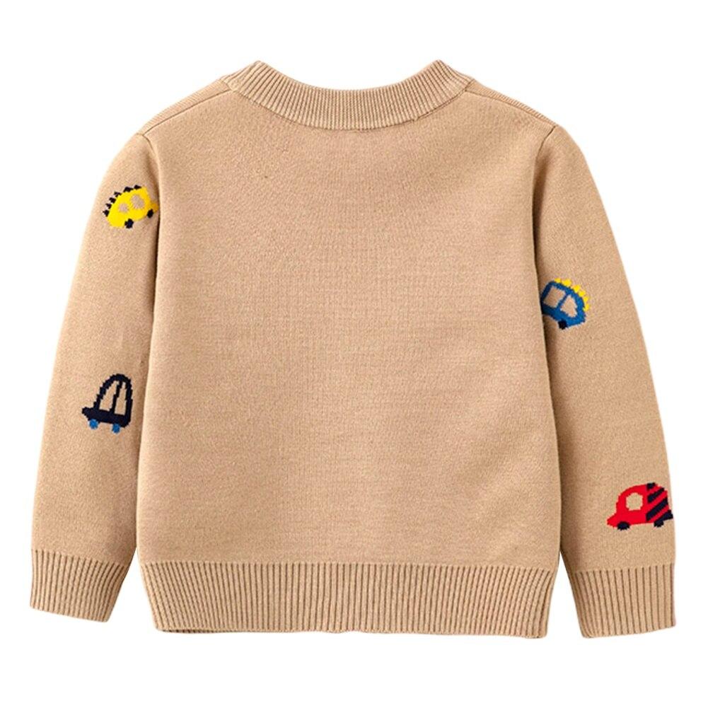 Spring And Fall Children Cardigans Cartoon Car Print Sweater Cardigans Jacket Coat Boys Toddler Kids Clothing