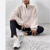 Autumn Winter New European and American Style Furry Fleece-Lined Women's Stand Collar Sweatshirt Casual