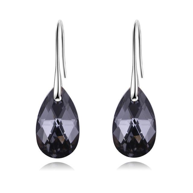 Classic Korean Pear-shaped Drop Earrings Crystals Jewelry for Women Silver Color Big Pendant