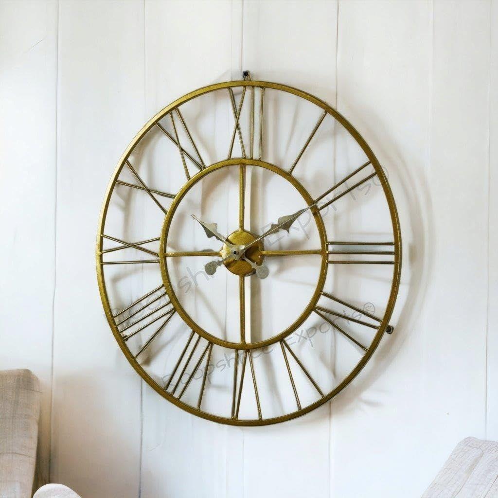 Часы Золотые Большие Настенные Часы/Гарантия Один Год / 9061-24, Железо, ?5Ш x 60В сантиметров, Аналоговый