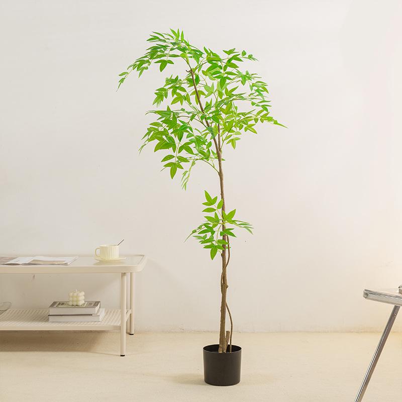 Artificial Nandina Domestica Potted Plant - Decorative Greenery for Living Room and Floor Bonsai Ornaments.