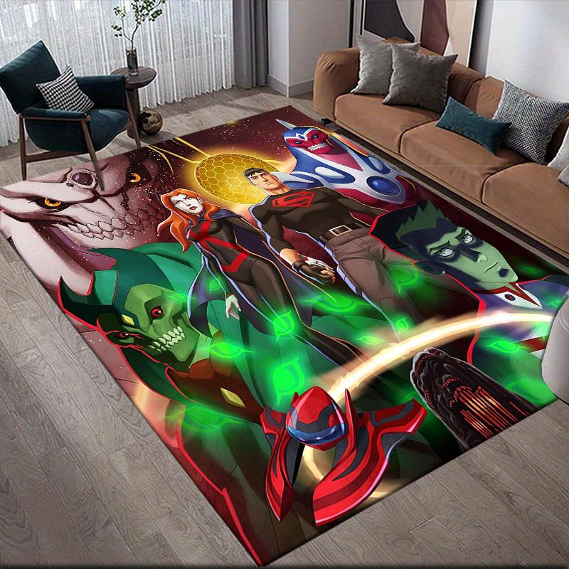 Justice League Comics Square Area Rug, Non-Slip Floor Mat for Home Office, Perfect Gift for Fans.chl