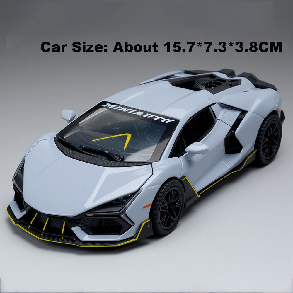 1:32 Scale Revuelto Police Car Model Toy Doors Opened Sound Light Sports Cars Pull Back Alloy Body Vehicle Hobby Decorations