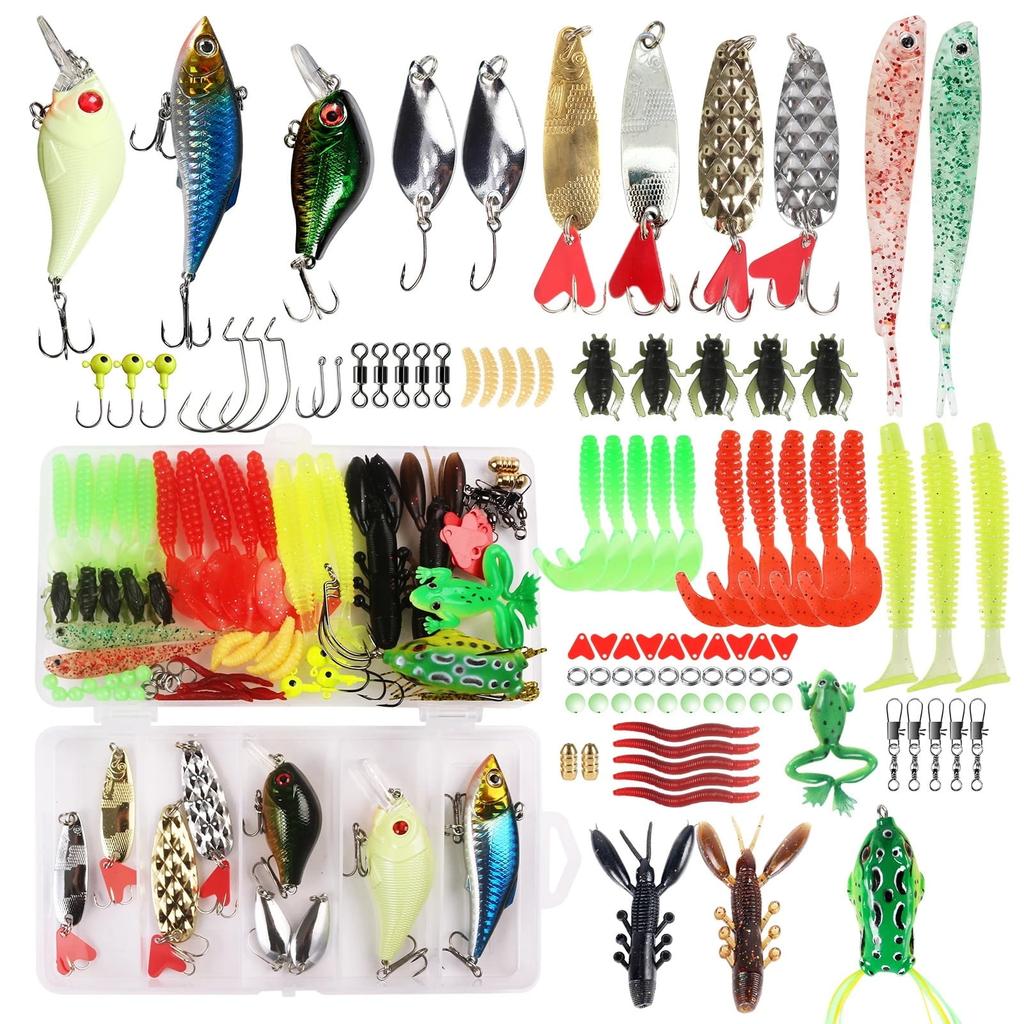 94Pcs Fishing Lures Kit for Bass Trout Salmon Fishing Accessories Tackle Tool Fishing Baits Swivels Hooks