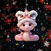 Snake Acrylic Flat Car Pendant with Lanyard Easy To Hang 2D Christmas Tree Hanging Decoration New Year Rearview Mirror Ornament