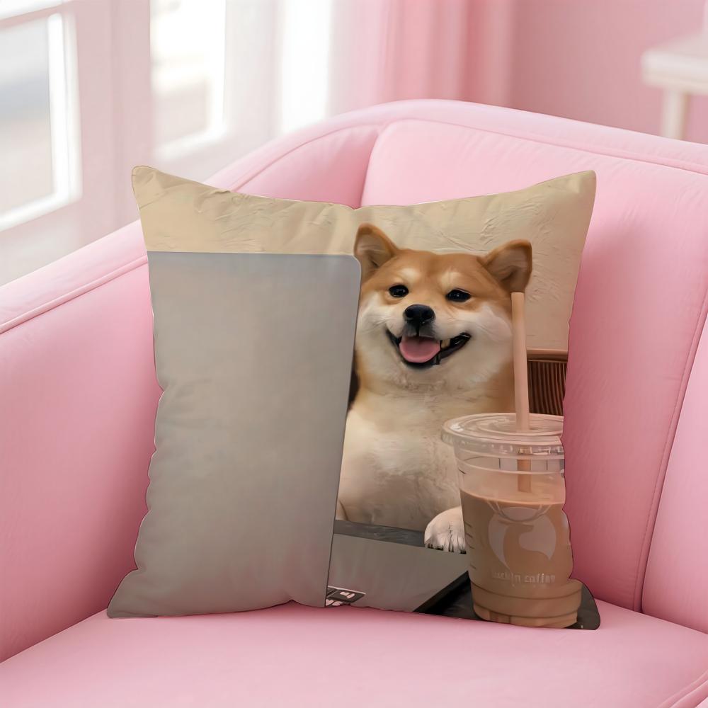 Adorable Japanese Animal Dog Art Cute Shiba Inu Cushion Cover Pillow Case Soft Skin Friendly Fabric Concealed Zipper