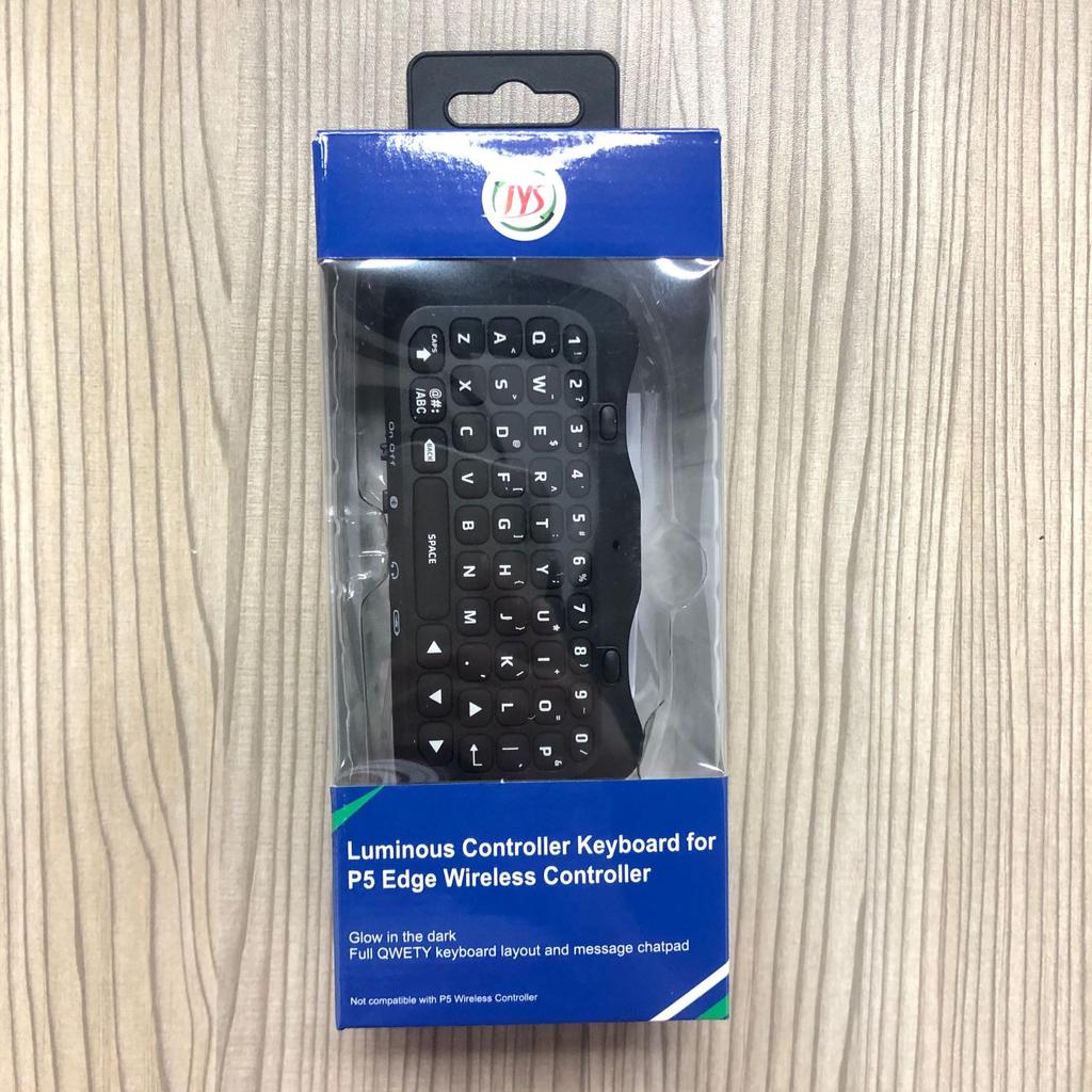 Keyboard for PS5 Edge Controller with Green Backlight, Bluetooth 3.0 Mini Portable Message Keypad Chatpad, Built-in Speaker & 3.5mm Audio Jack