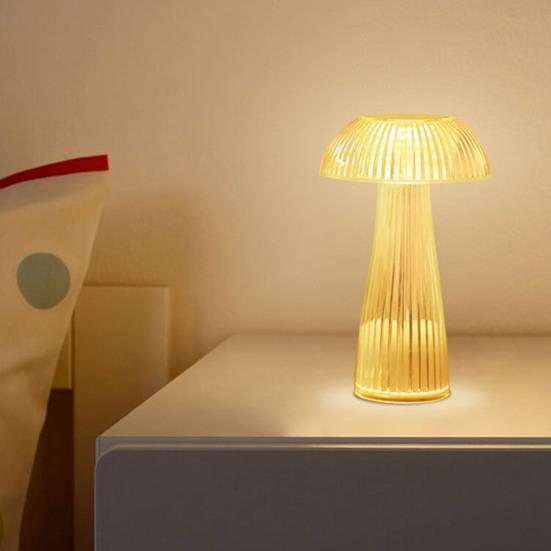 Беспроводная настольная лампа в форме гриба с мягким светом, без мерцания, простое управление, работающая от батареек, портативная светодиодная лампа, небольшой ночник