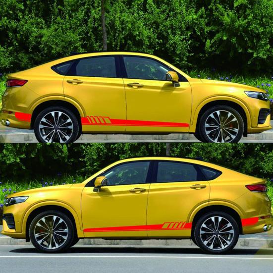 1 пара боковых наклеек для автомобиля, водонепроницаемая наклейка «сделай сам», изысканная наклейка с обеими полосами для автомобиля, виниловая пленка, наклейка, аксессуары для автотюнинга