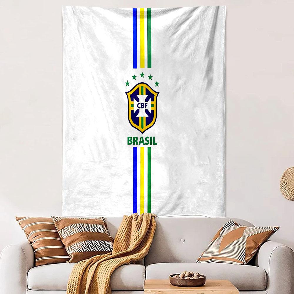 "Brazil CBF Football Emblem Design" Patterned tapestry home decor, suitable for bedroom and living room, gift