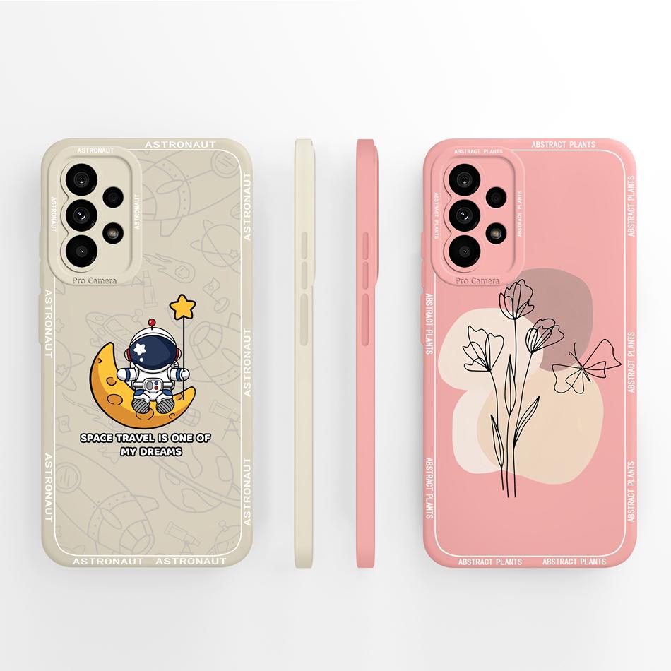 Забавный чехол для Samsung A73 Эстетичный мягкий жидкий силикон Funda для задней крышки телефона Samsung Galaxy A73 5G с защитой камеры