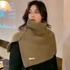 Button Scarf Women Autumn Winter Korean Style All-Match Warm Neck Cover Outer Wear Split Knitted Scarf