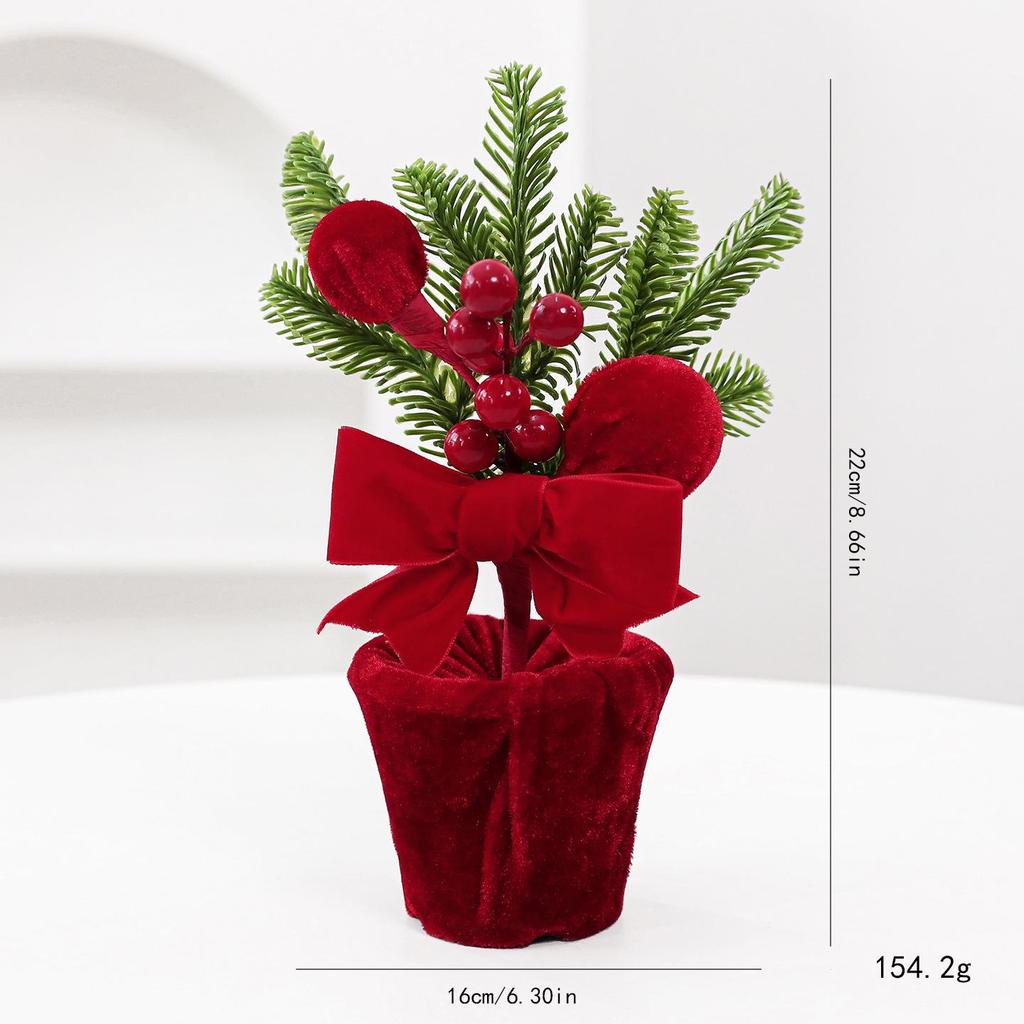 Cloth-Wrapped Berry Christmas Indoor Ornament: Festive Desktop Plant Decoration