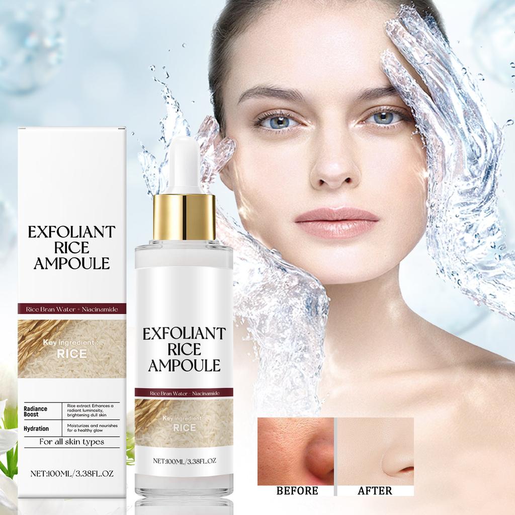 Рисовая ампульная сыворотка Отшелушивающая сыворотка Отшелушивающие клетки кожи Скраб для лица и тела, средство для удаления черных точек Для всех типов кожи, 100 мл
