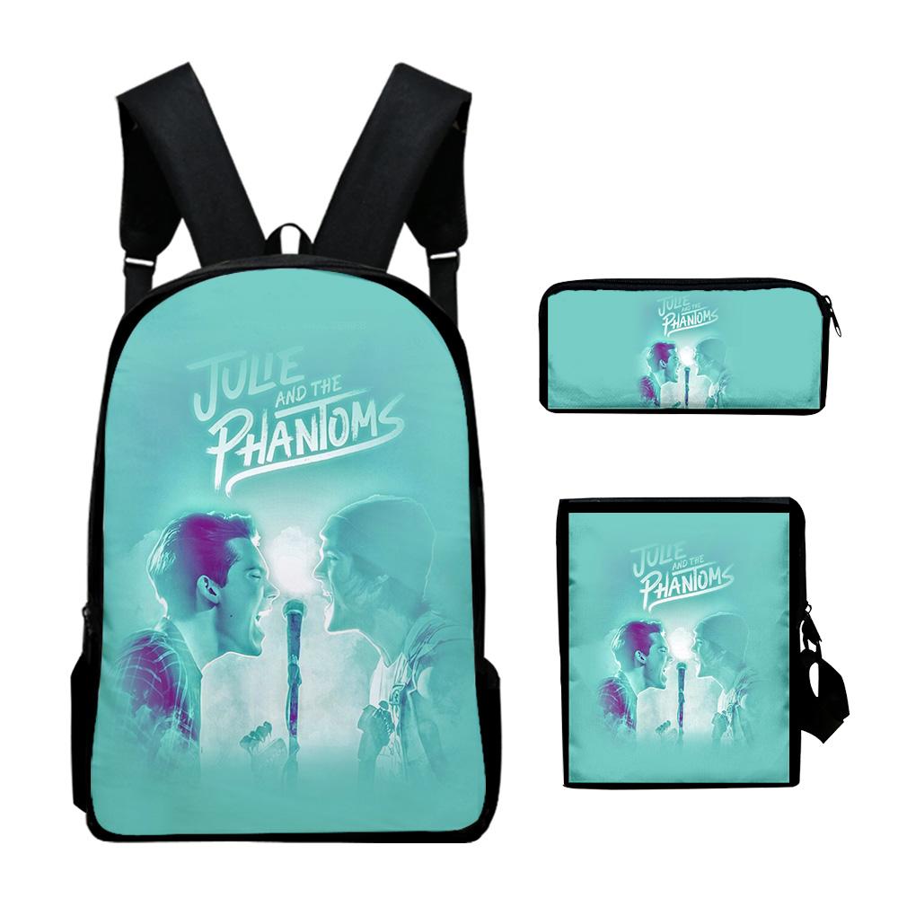 Trendy Julie and the Phantoms 3D Print 3pcs/Set pupil School Bags Laptop Daypack Backpack Inclined shoulder bag Pencil Case
