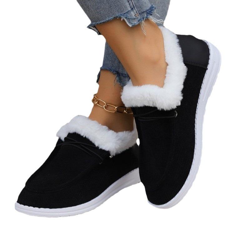 Внешняя торговля большой размер зимние хлопковые туфли осень и зима новые европейские и американские толстоподошвенные шерстяные зимние сапоги женские бархатные теплые круглые коты